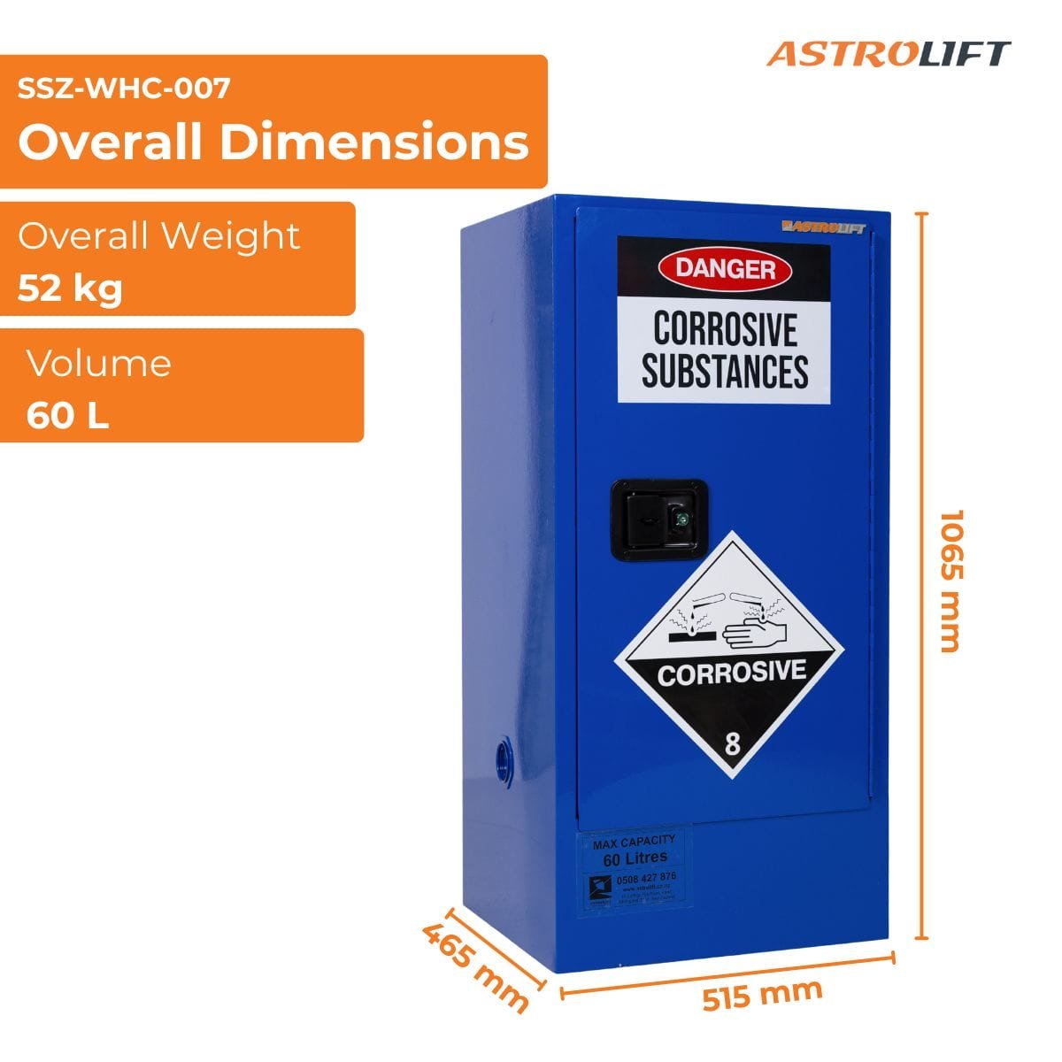 Buy Corrosive Storage Cabinet  in Safety and Protection available at Astrolift NZ